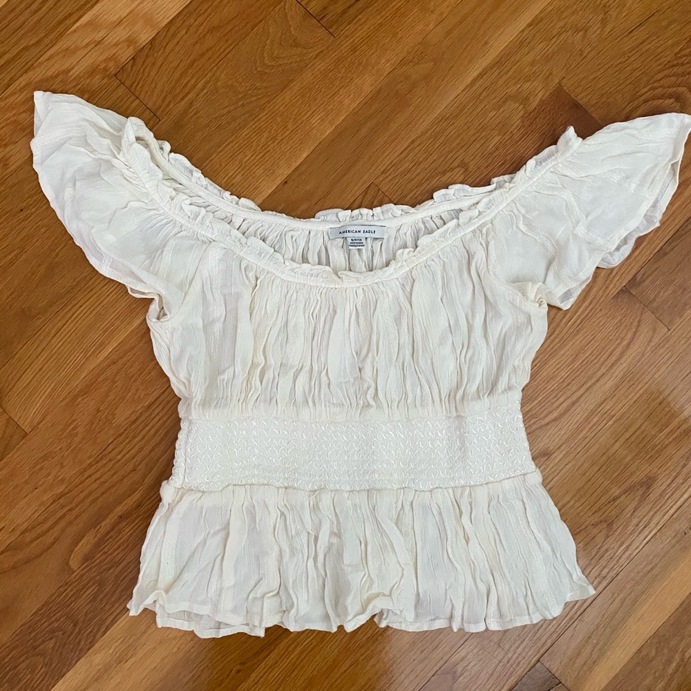American Eagle White Blousy Top